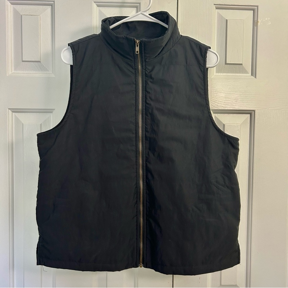 Umgee Quilted Black Women’s Zipper Front Vest Cotton Blend Size Medium